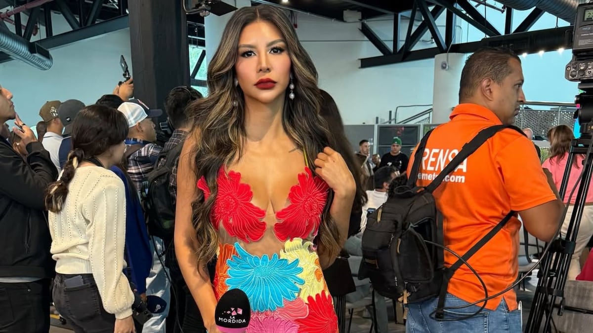 El vestido de Mónica ‘Lola’ Díaz, de diseño panameño y valorado en más de 400 dólares, para la conferencia de prensa de los Premios Juventud 2025