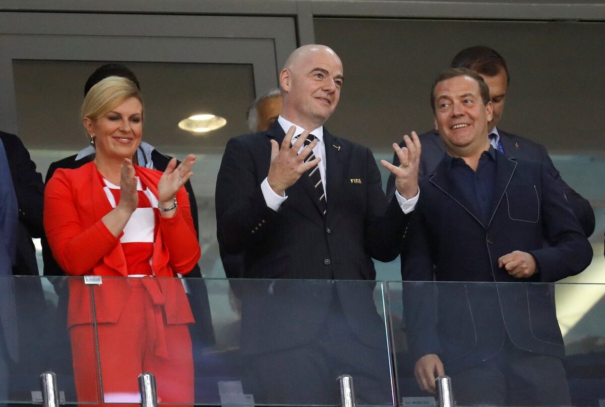 La presidenta de Croacia, la más fiel seguidora de la selección de su país