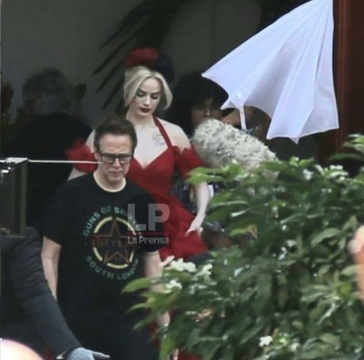 Margot Robbie como Harley Quinn, grabando en Casco Antiguo