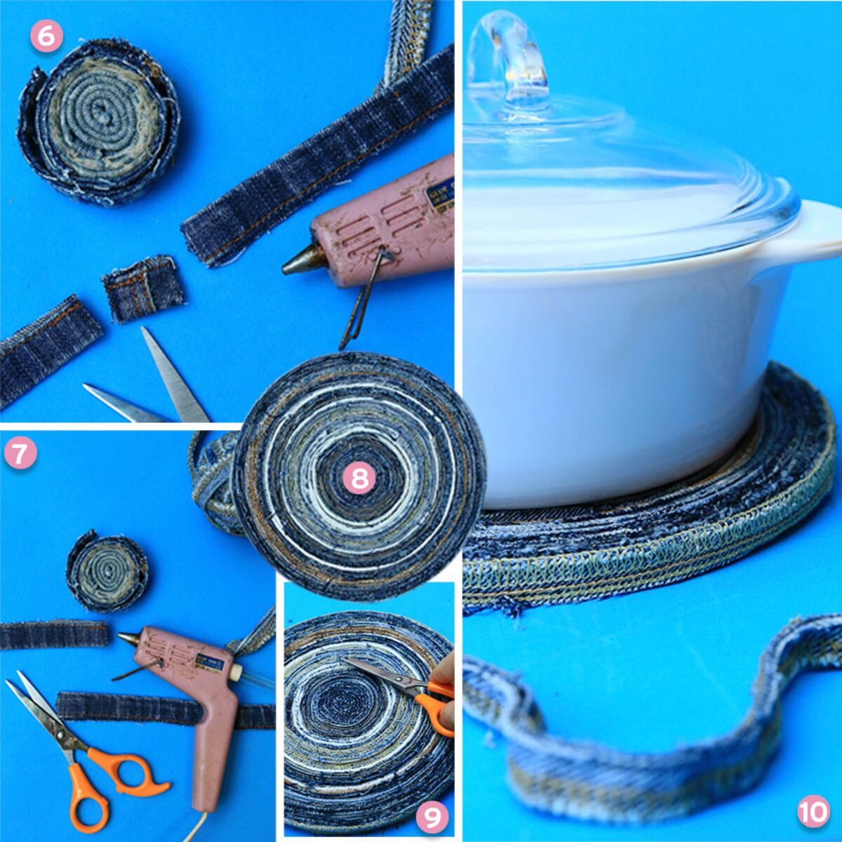 Arma un salvamantel con jeans que ya no usas