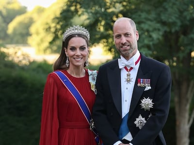 El vestido carmesí de la princesa Kate para la cena de Estado con el presidente Emmanuel Macron