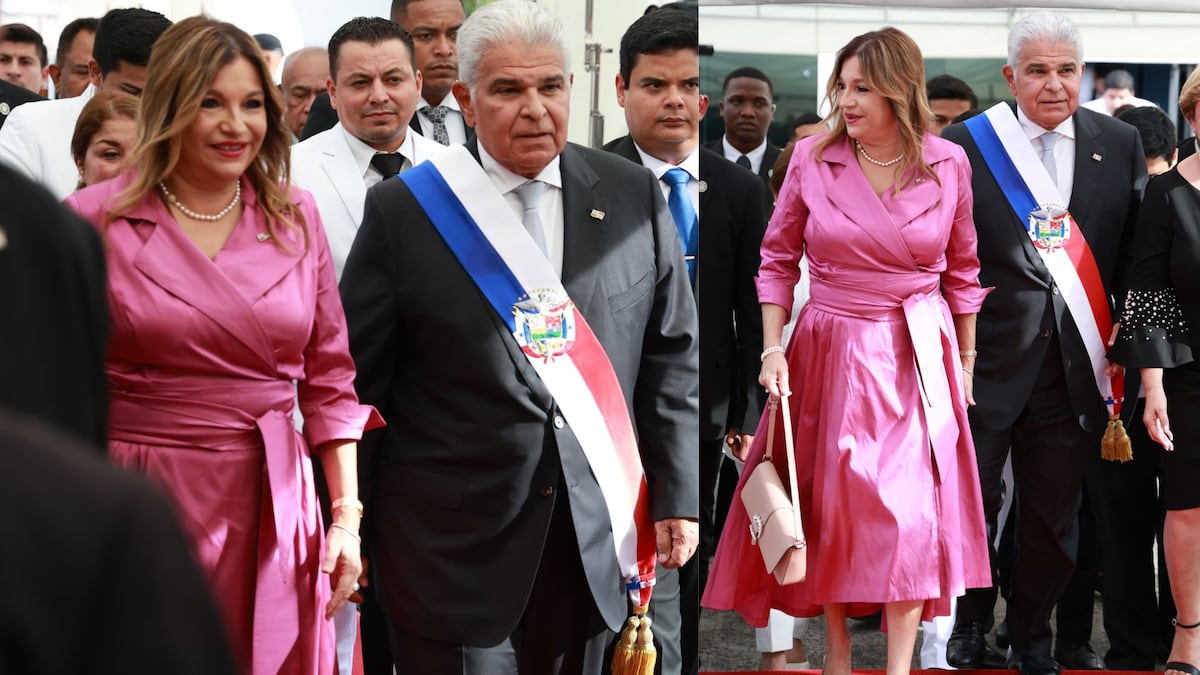 La primera dama de Panamá, Maricel de Mulino, y su vestido fucsia para el 1 de julio en la Asamblea Nacional