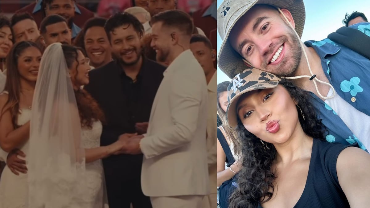 ¡Sí fue real! La pareja que se casó durante el ‘show’ del Super Bowl y tuvo a Bad Bunny de testigo
