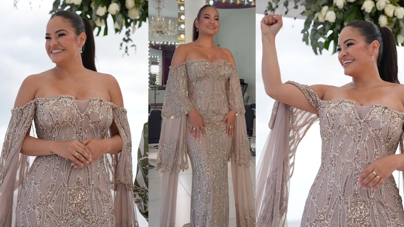 El vestido de la alcaldesa de Arraiján, Stefany Dayan Peñalba, para la primera boda de playa masiva en Veracruz