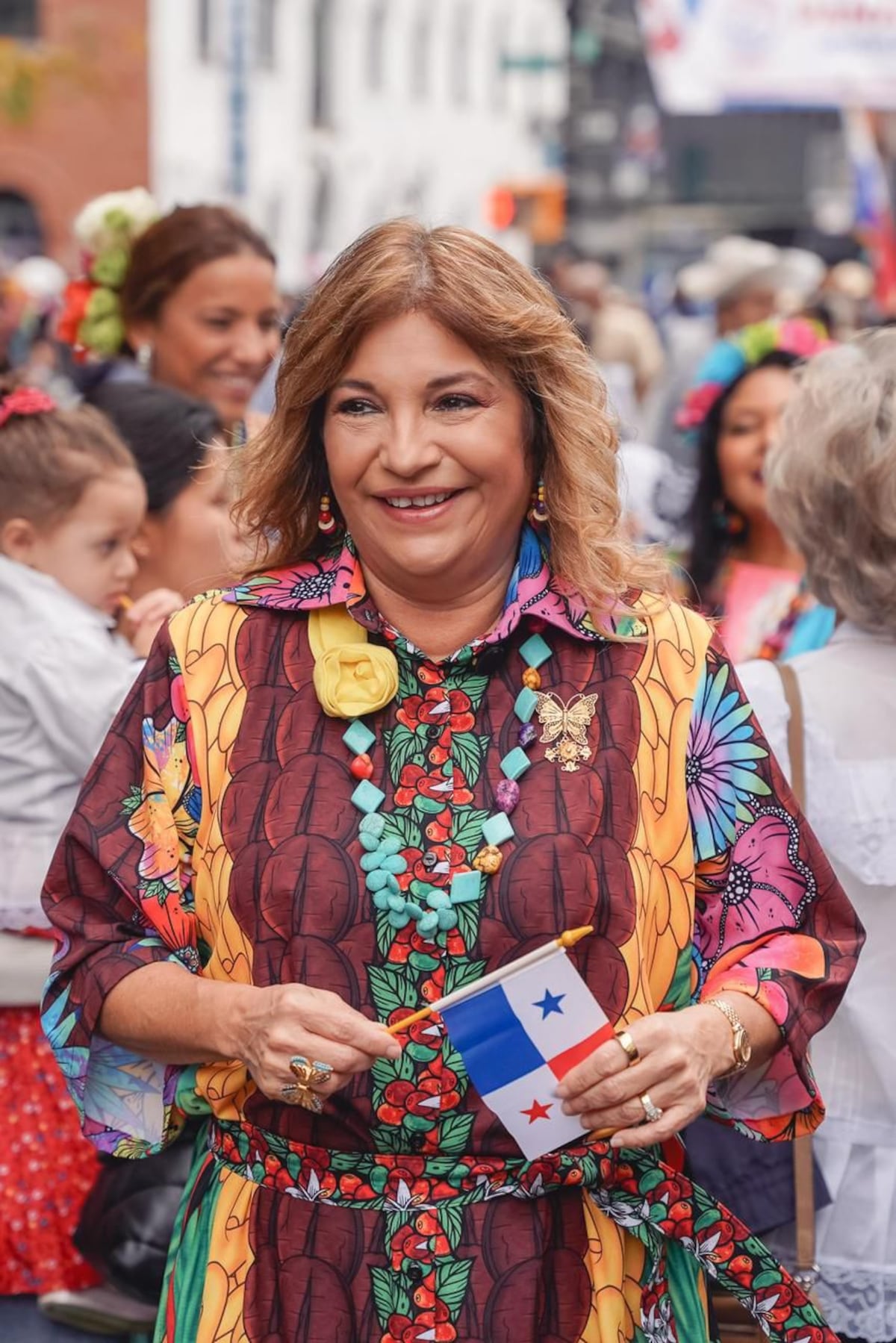 Los atuendos de diseño panameño que lució Maricel de Mulino en su visita a Nueva York