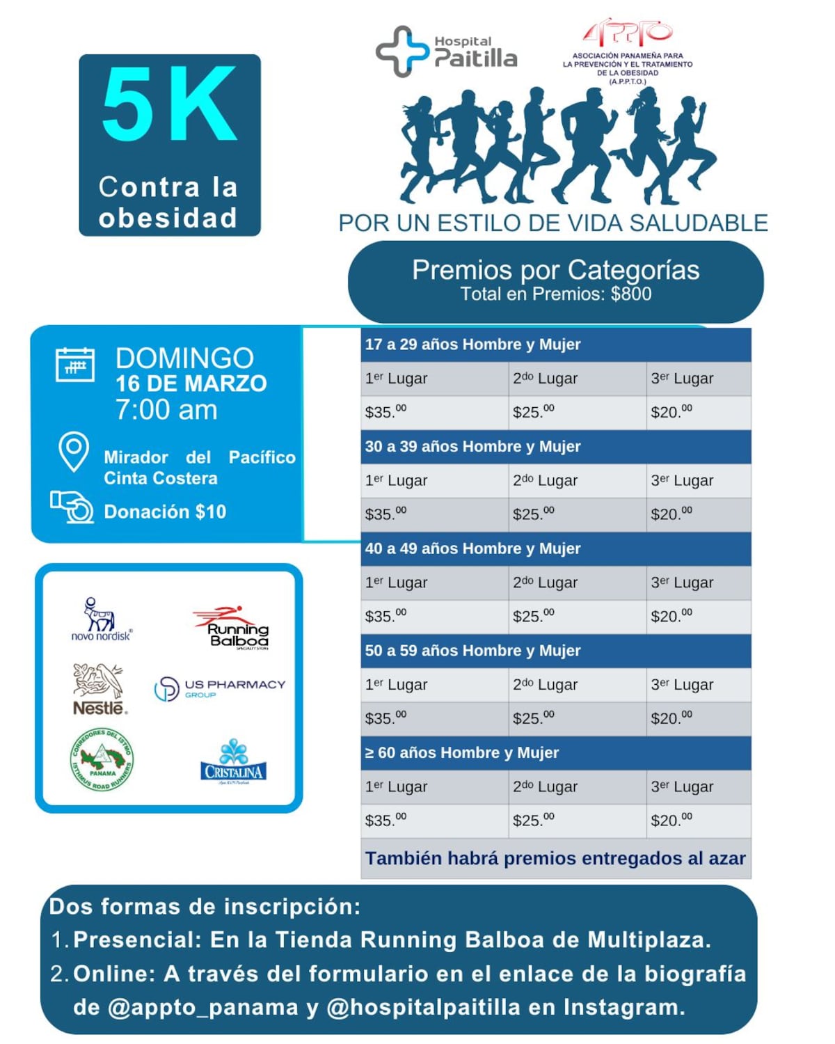 Hospital Paitilla y la Appto realizarán caminata de 5k para combatir la obesidad en Panamá