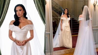 Demi Lovato se casó con este vestido de novia en blanco perla de Vivienne Westwood