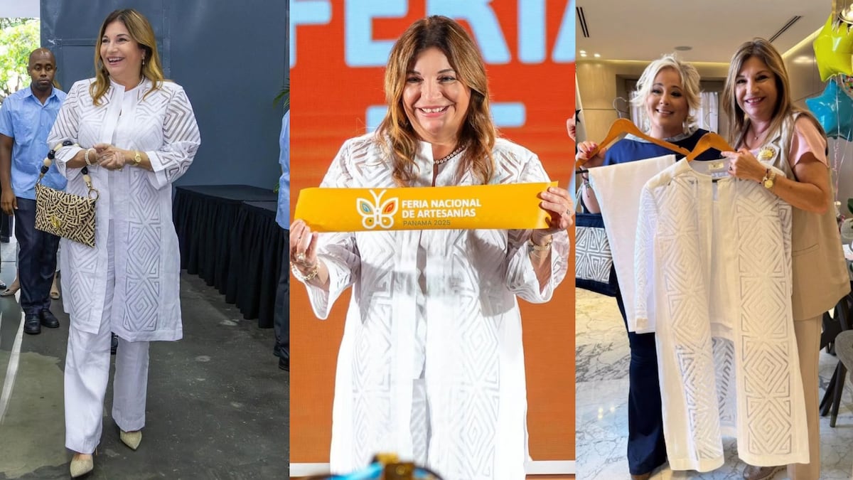 El kimono de mola de la primera dama de Panamá, Maricel de Mulino, en la inauguración de la Feria Nacional de Artesanías 2025