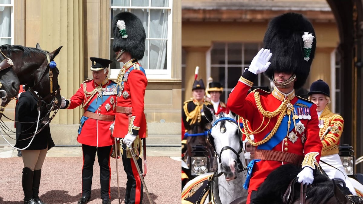El príncipe William y su uniforme militar ceremonial en el desfile de celebración del cumpleaños del rey