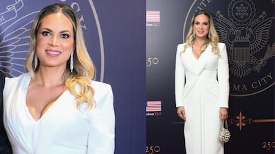 Andrea Altamirano-Duque, esposa del embajador de Estados Unidos en Panamá, y su vestido blanco para la recepción por los 250 años de Estados Unidos