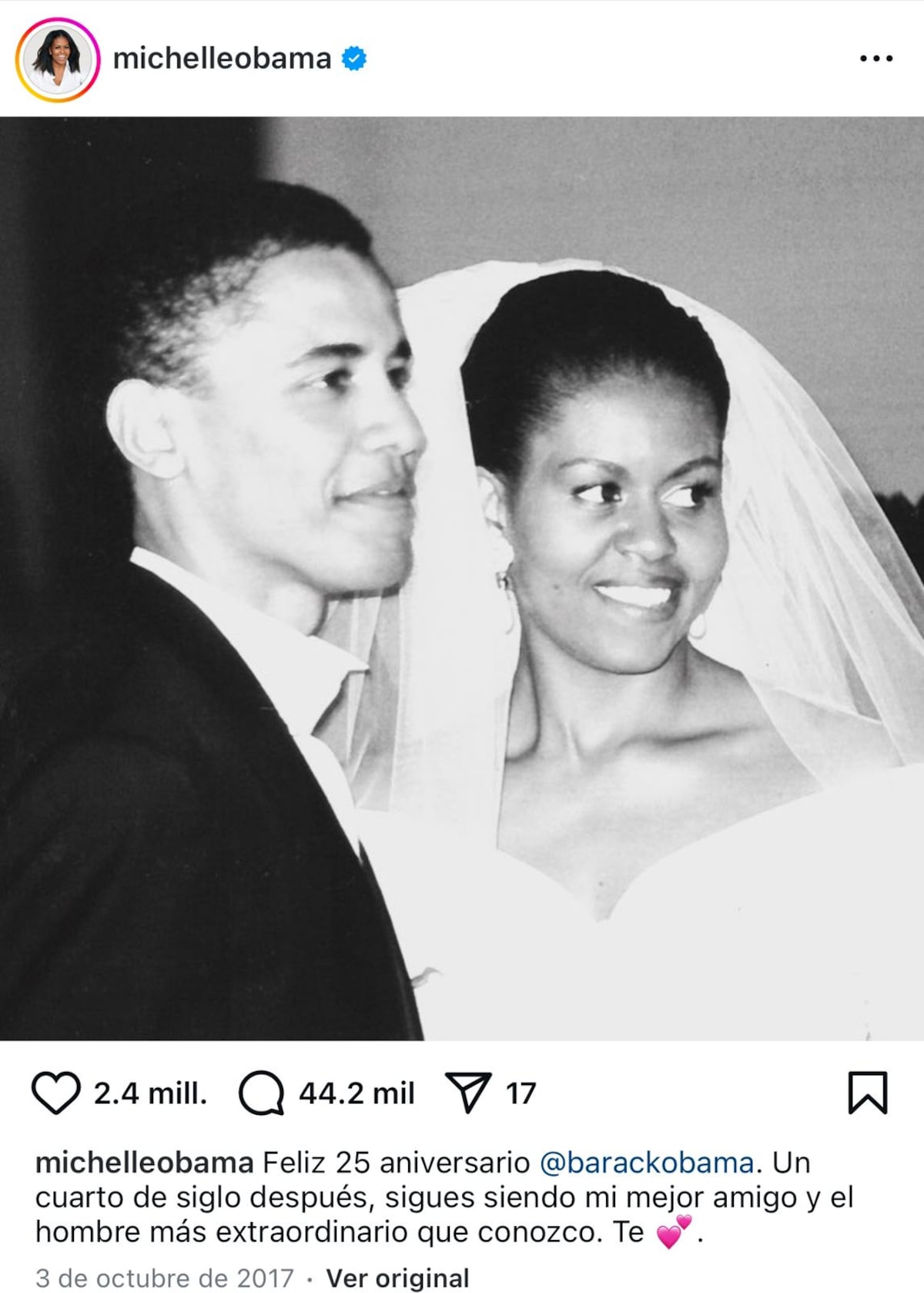 Barack y Michelle Obama festejan 32 años de casados