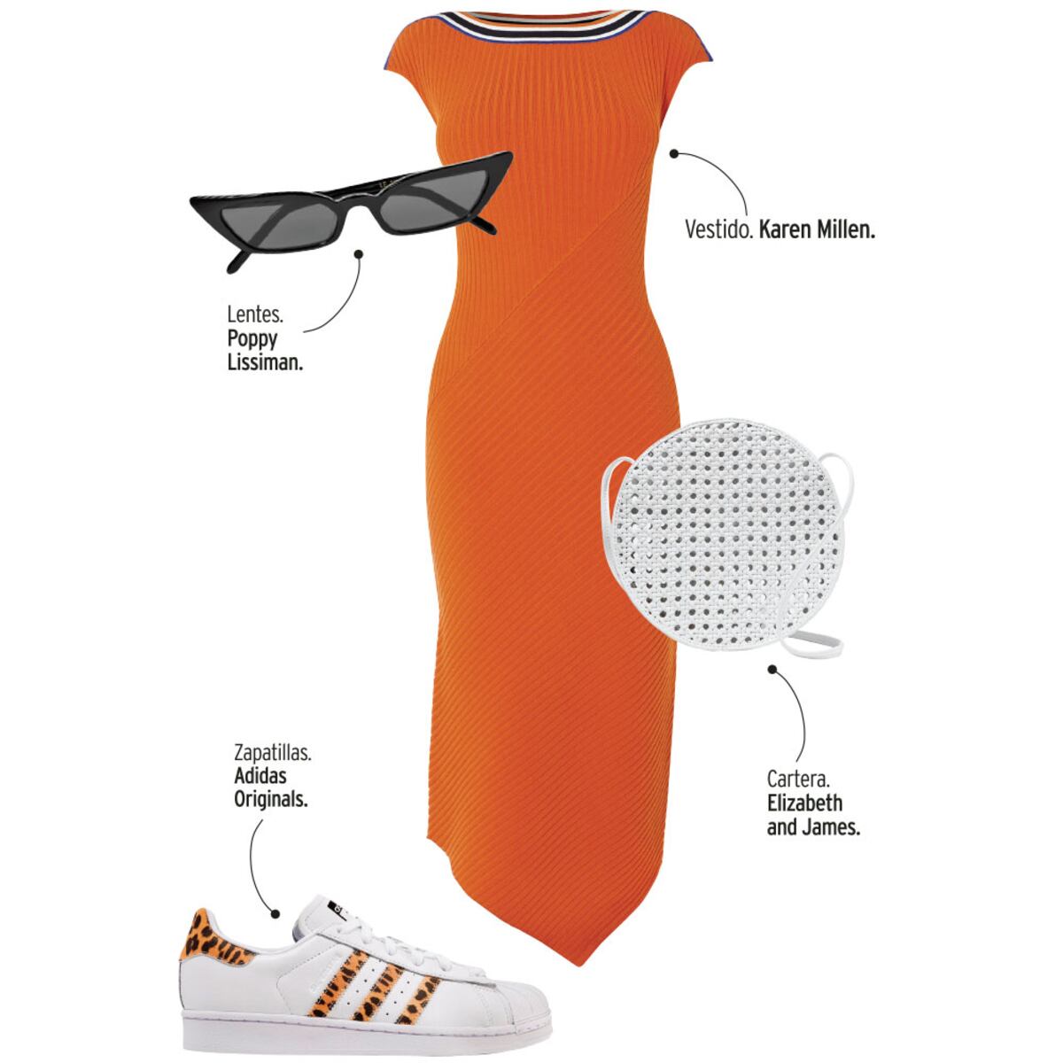 Cuatro atuendos con faldas y zapatillas