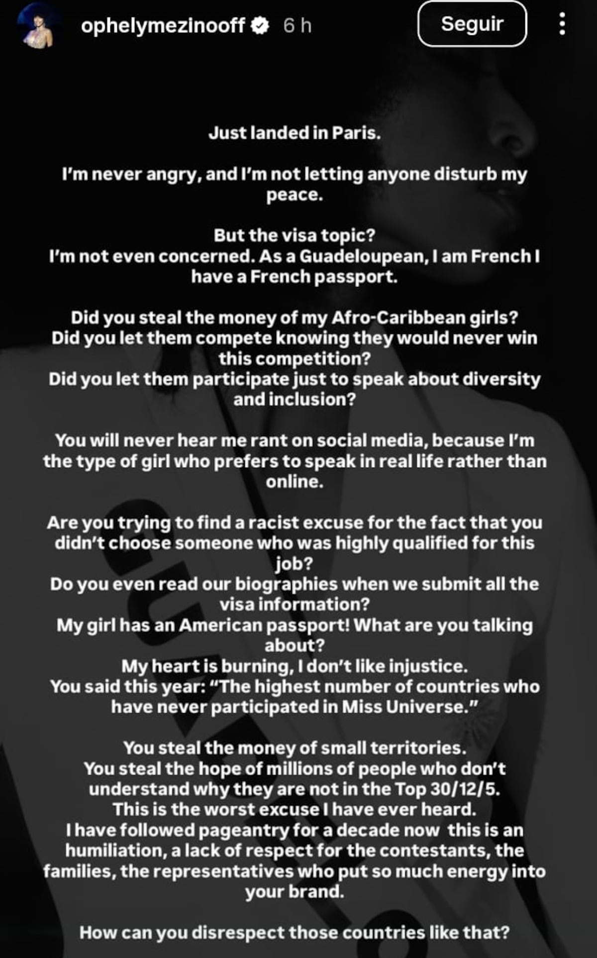 Miss Guadalupe, Ophély Mézino, acusa de racismo en Miss Universo tras revelaciones de Raúl Rocha sobre Olivia Yacé