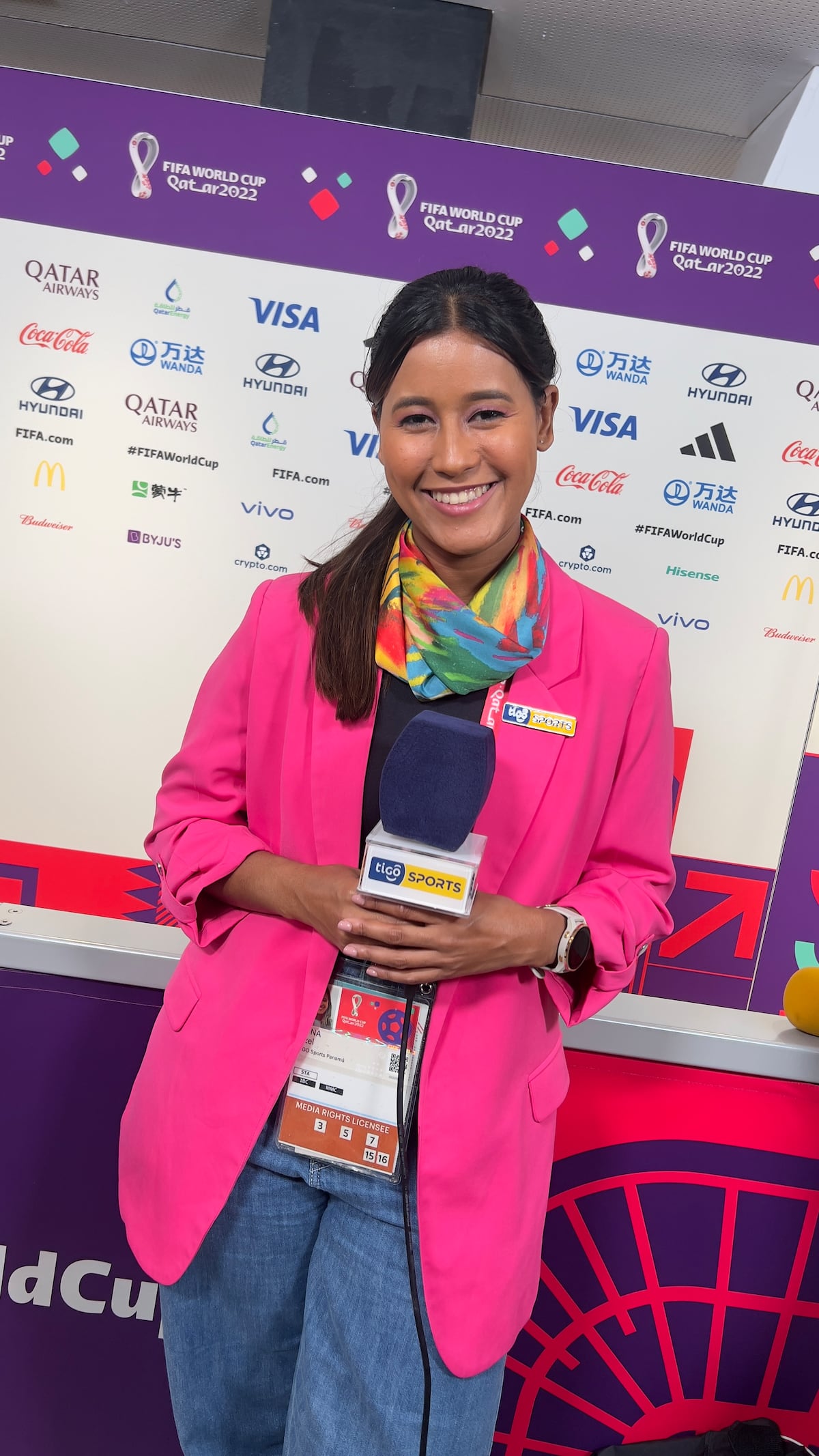 La primera periodista deportiva panameña en ser acreditada por FIFA para cubrir una Copa del Mundo