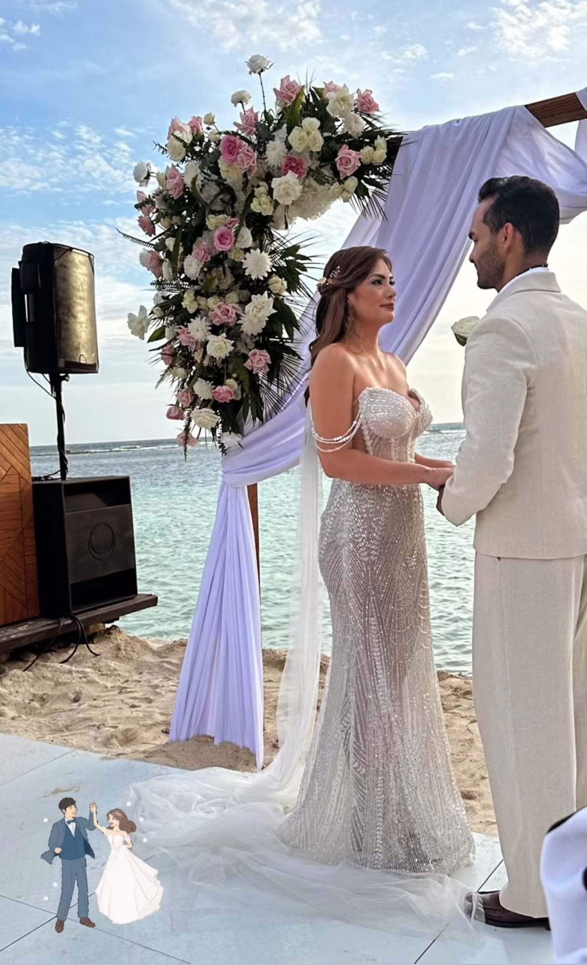 El presentador de tv, Domil Leira, y su esposa Cuqui Pretelt celebran su boda en una villa de lujo en Aruba