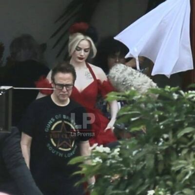 Margot Robbie como Harley Quinn, grabando en Casco Antiguo