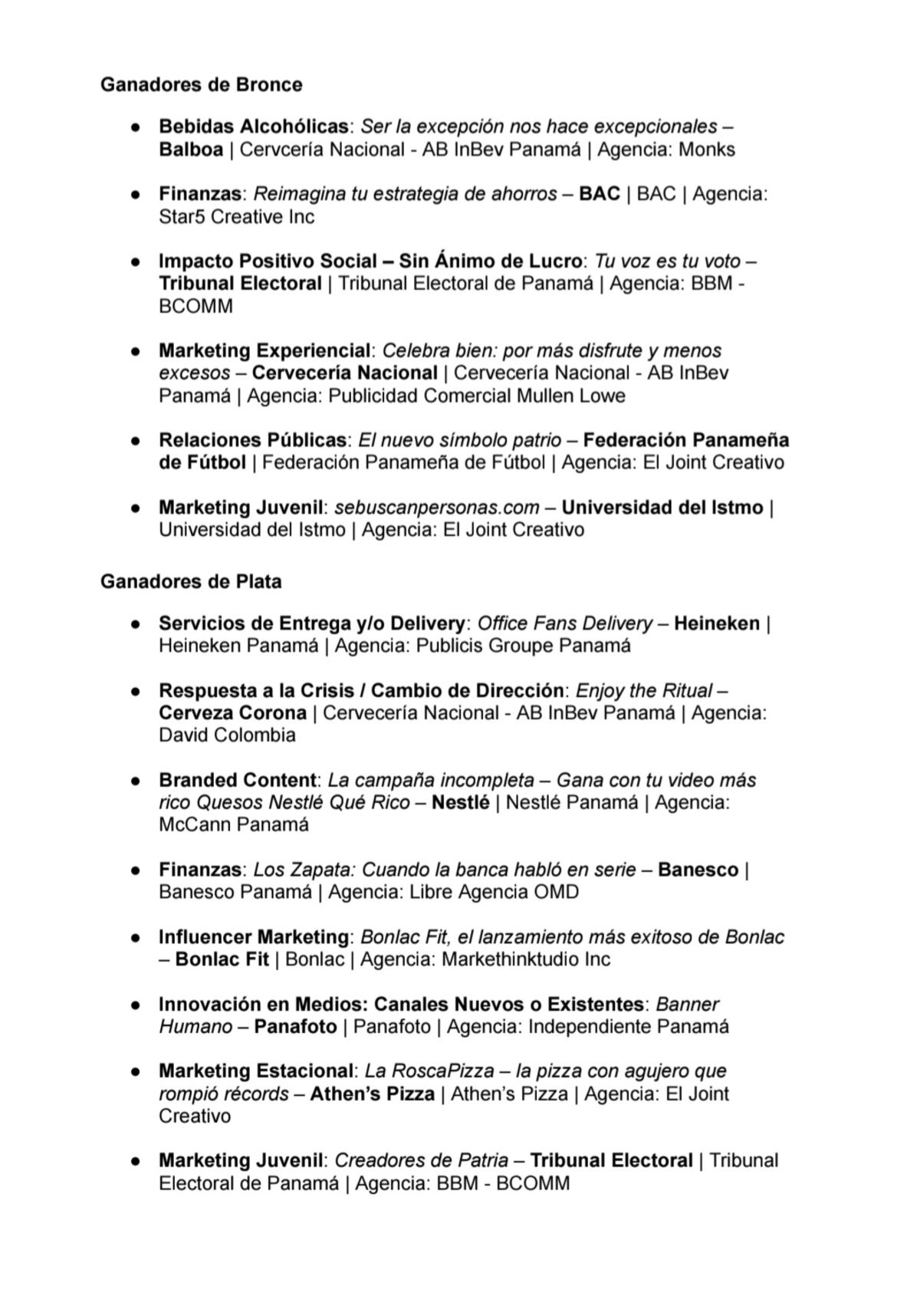 Así fue la gala de los Effie Awards Panamá