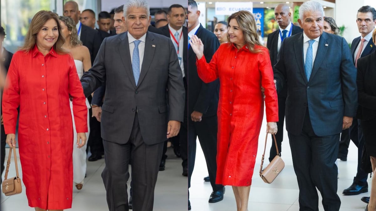 Hecho por manos panameñas: el vestido rojo que lució la primera dama de Panamá, Maricel de Mulino, para recibir a jefes de estado y líderes internacionales