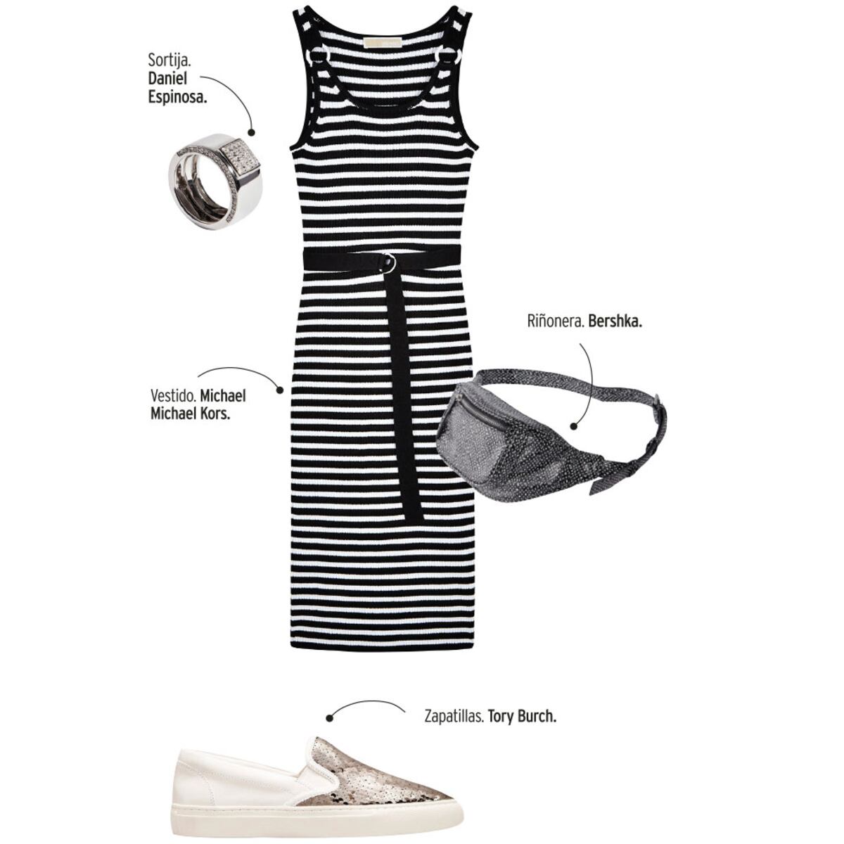 Cuatro atuendos con faldas y zapatillas