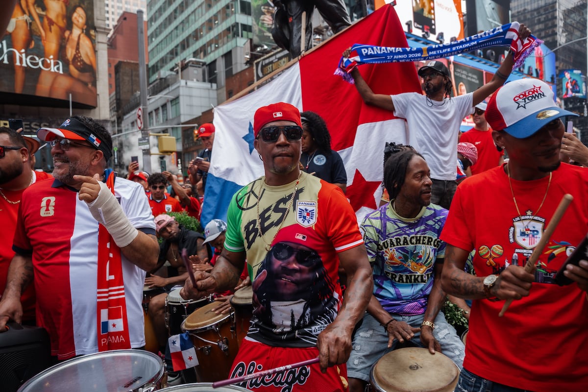 Fotos del banderazo panameño en Times Square, Nueva York, previo al partido contra Inglaterra