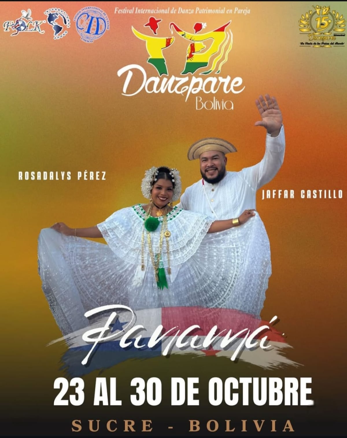 Rikiplops y la arquitecta Rosadalys Pérez representan a Panamá en festival internacional de baile típico