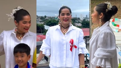 Con tembleques: alcaldesa Irma Hernández viste atuendo inspirado en el folclore panameño durante aniversario 55 de San Miguelito