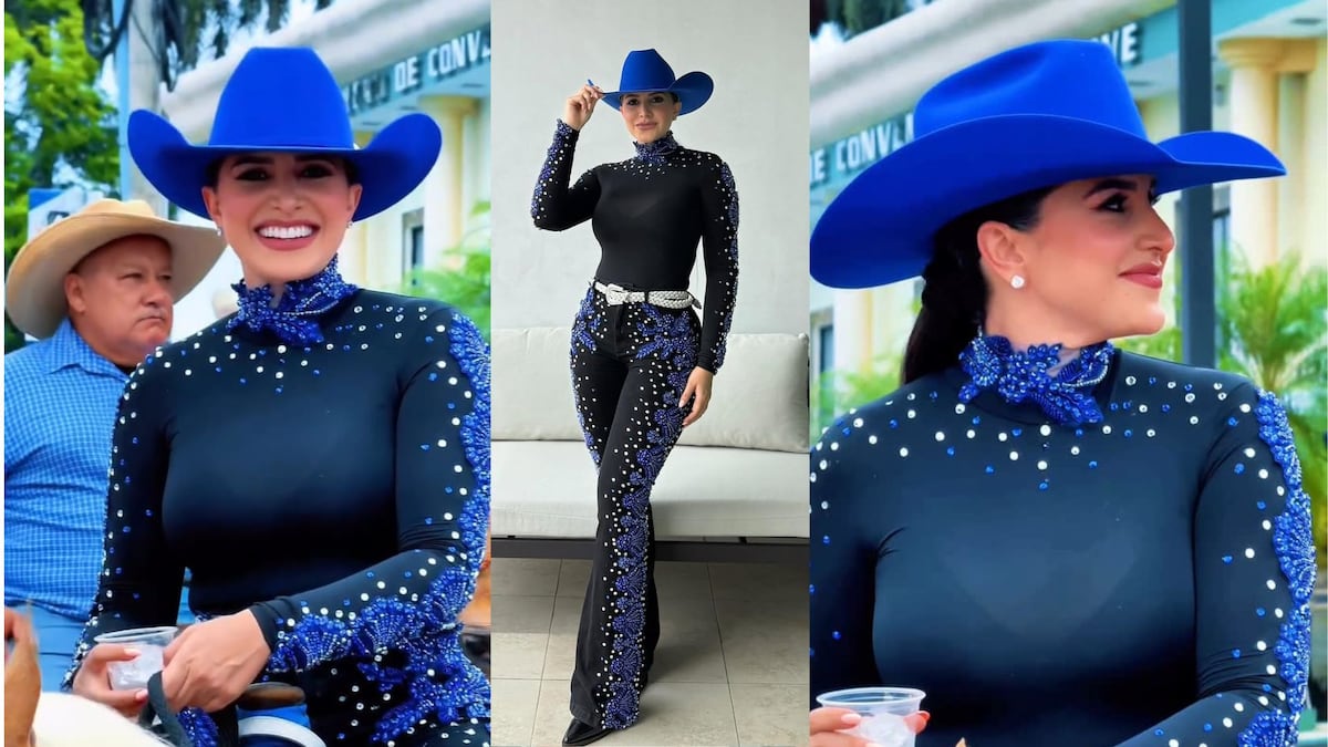 Katleen Levy y su atuendo con 500 cristales que lució para una cabalgata en las patronales de Santiago