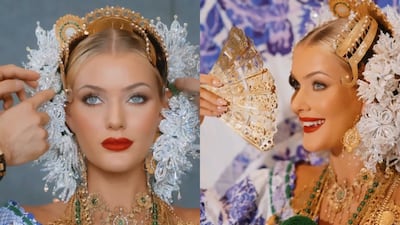 Miss Universo empollerada: así lució Victoria Kjaer con la pollera panameña 