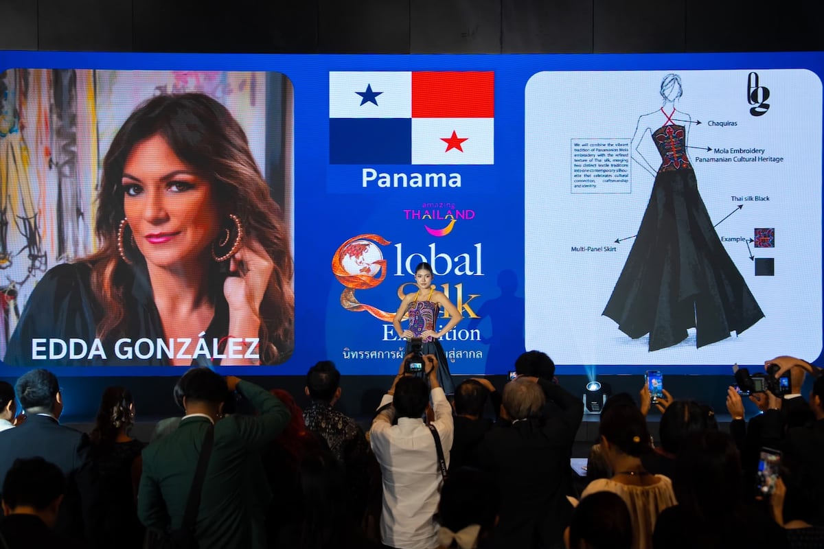 De Panamá a Bangkok: la diseñadora Edda González une la mola y la seda tailandesa en un vestido